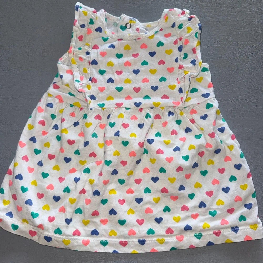 Carter's White‎ Dress with Colorful Heart Pattern